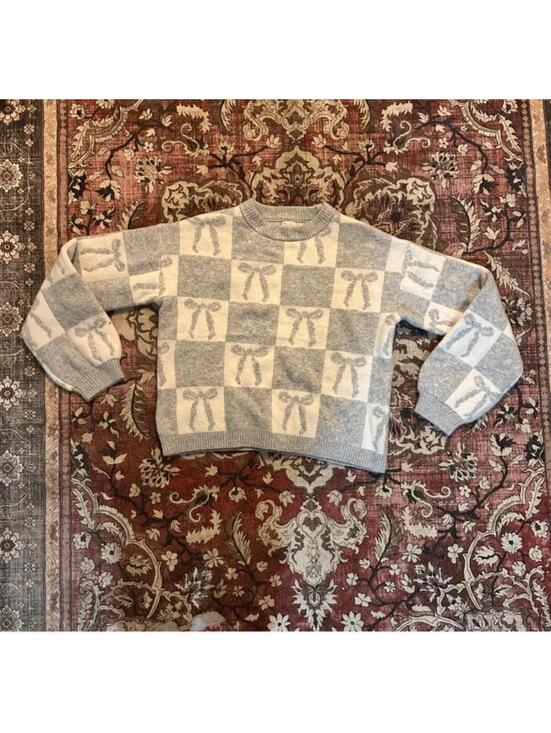 a new day Sweaters - Grey Bow Sweater Size S Y2K